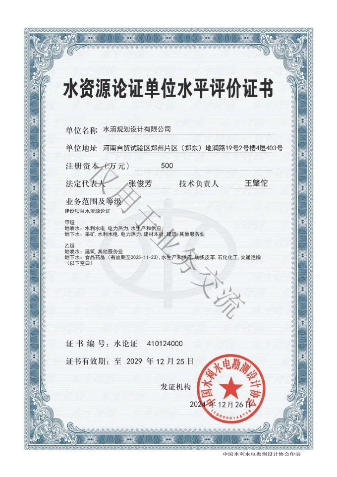 Certificate of Competence Assessment for Water Resources Demonstration Units